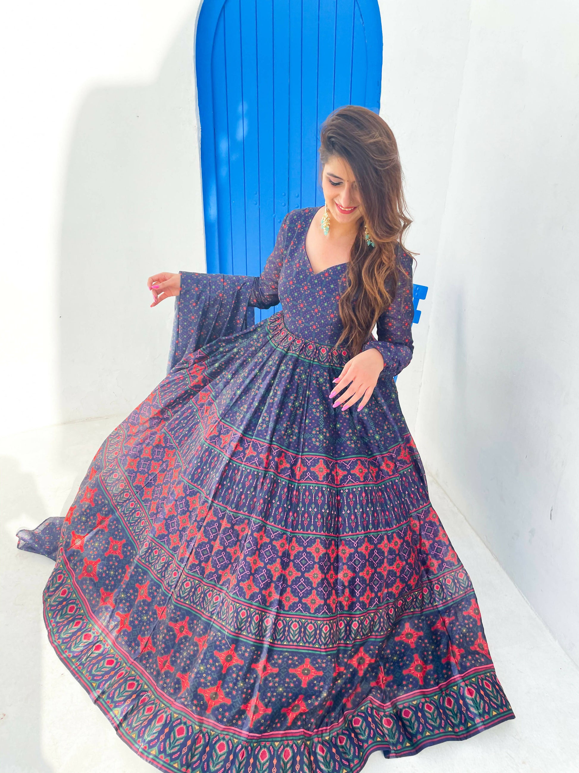 Partywear Designer Blue Chanderi Suit - Anbazaar - Distacart