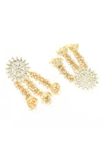 Thumbnail for Mominos Fashion Johar Kamal Golden Plated Earrings With Kundan & Pearls - Distacart
