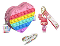 Thumbnail for Sardar Ji Ki Dukan Pop It Sling Bag – Heart Shape Pop It Cross Body Bag For Kids, Birthday Gift For Girls Pouch For Girls (Set 1, Multicolor) - Distacart