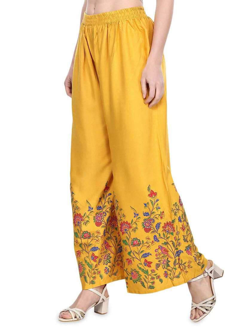 Mominos Fashion Mustard Floral Design Palazzo