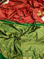 Thumbnail for DEIANA'S Beautiful Golden Jari with New Design Soft Lichi Silk Saree - Red - Distacart