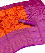 Thumbnail for DEIANA'S Beautiful Golden Jari with New Design Soft Lichi Silk Saree - Orange - Distacart