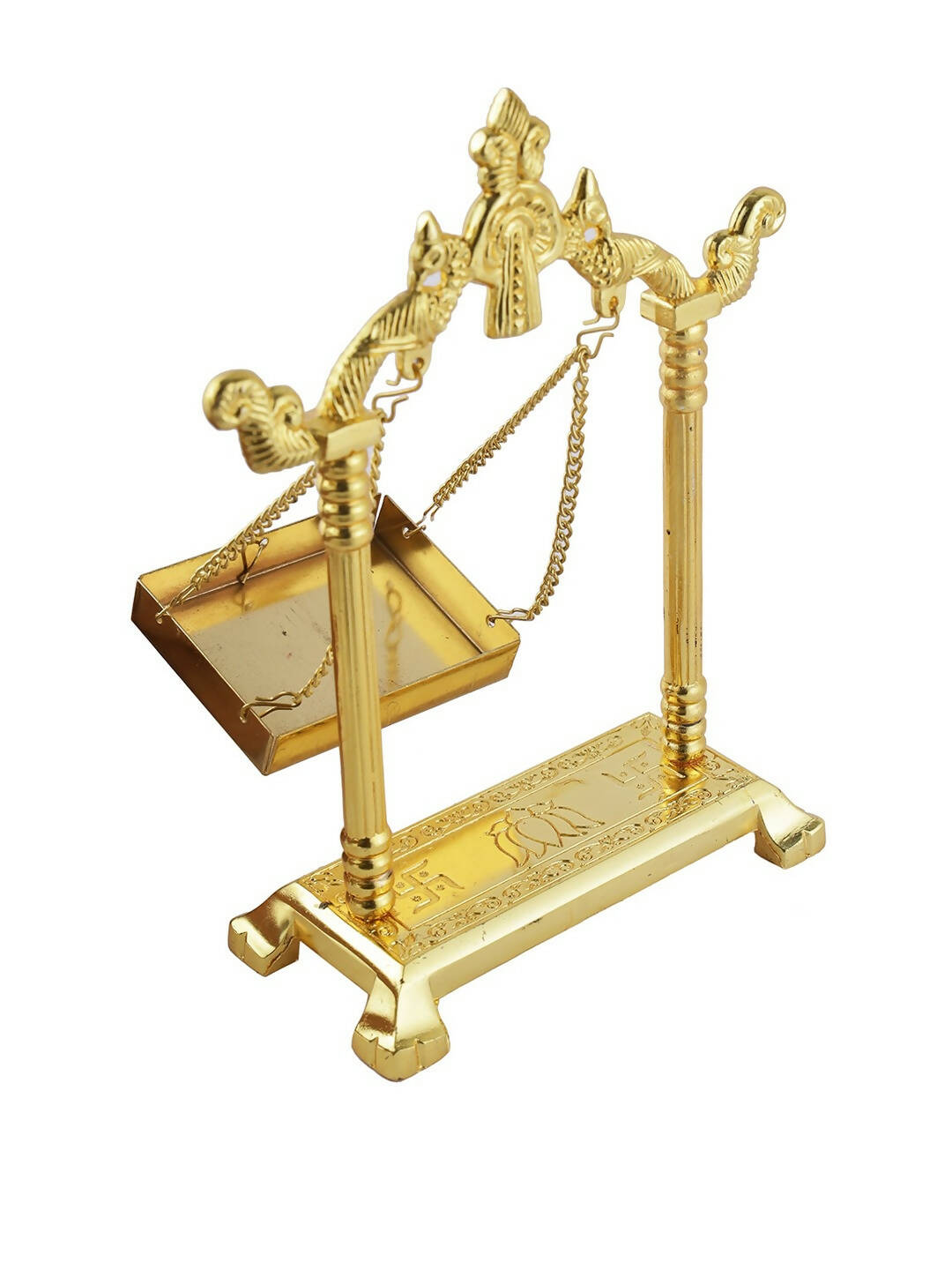 CraftVatika Gold-Toned Aluminium Laddu Gopal Lord Jhula Mandir - Distacart