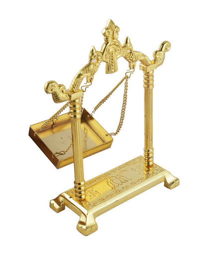 CraftVatika Gold-Toned Aluminium Laddu Gopal Lord Jhula Mandir - Distacart