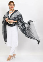 Thumbnail for Mominos Fashion Moeza Women's Handloom Cotton Ikkat Black Dupatta - Distacart