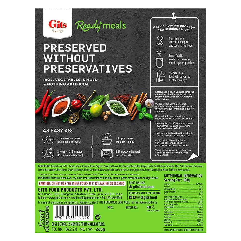 Gits Ready Meals Heat & Eat Veg Biryani - Distacart