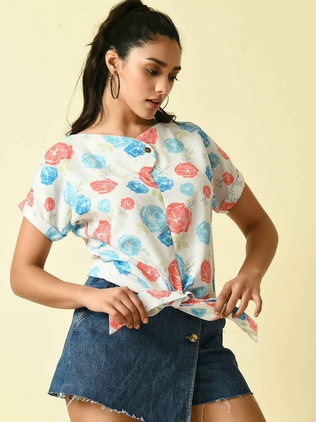 Myshka Women's White Floral Printed Top - Distacart