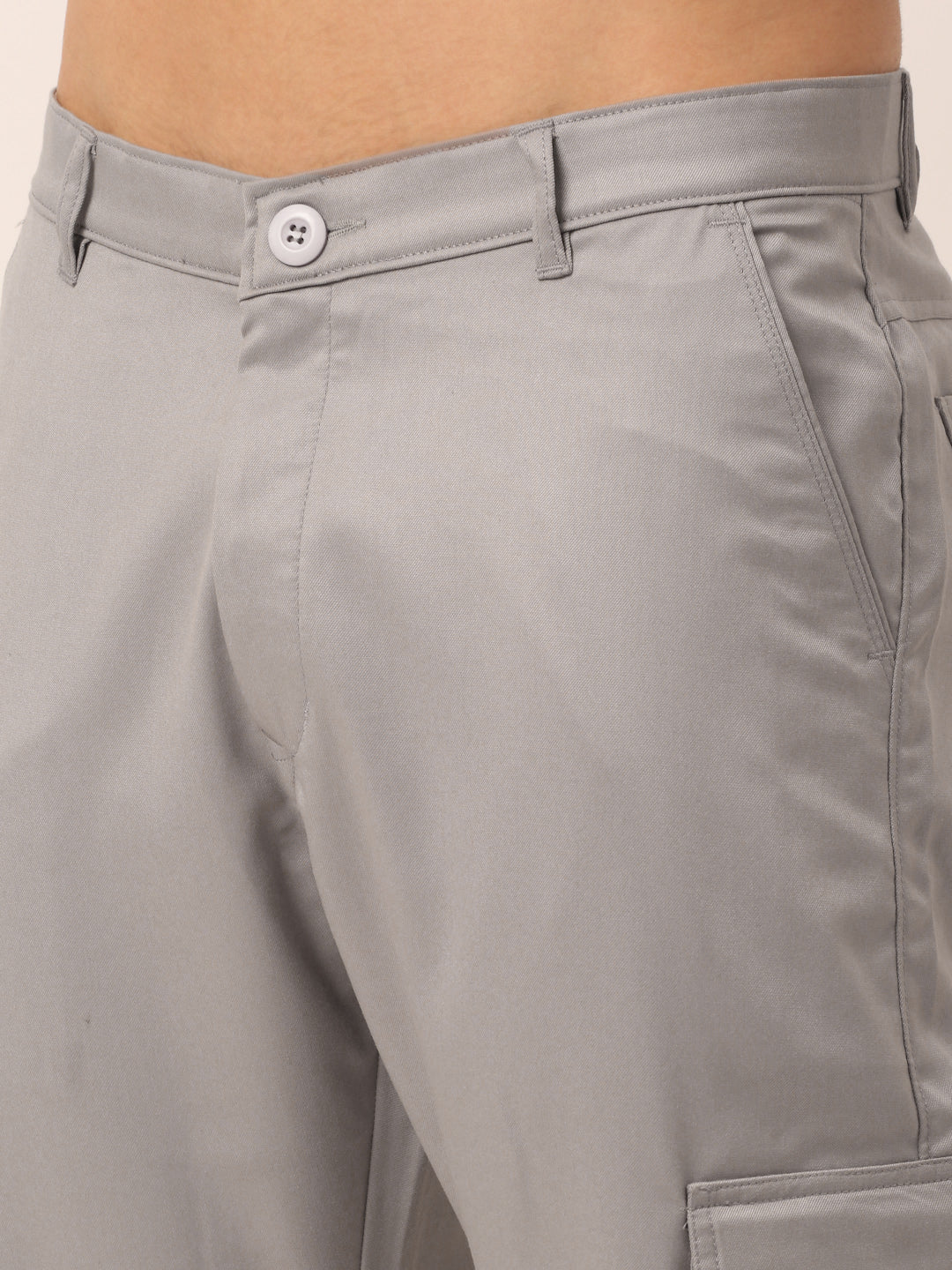 Jainish Men's Casual Cotton Solid Cargo Pants ( KGP 154 Light-Grey ) - Distacart