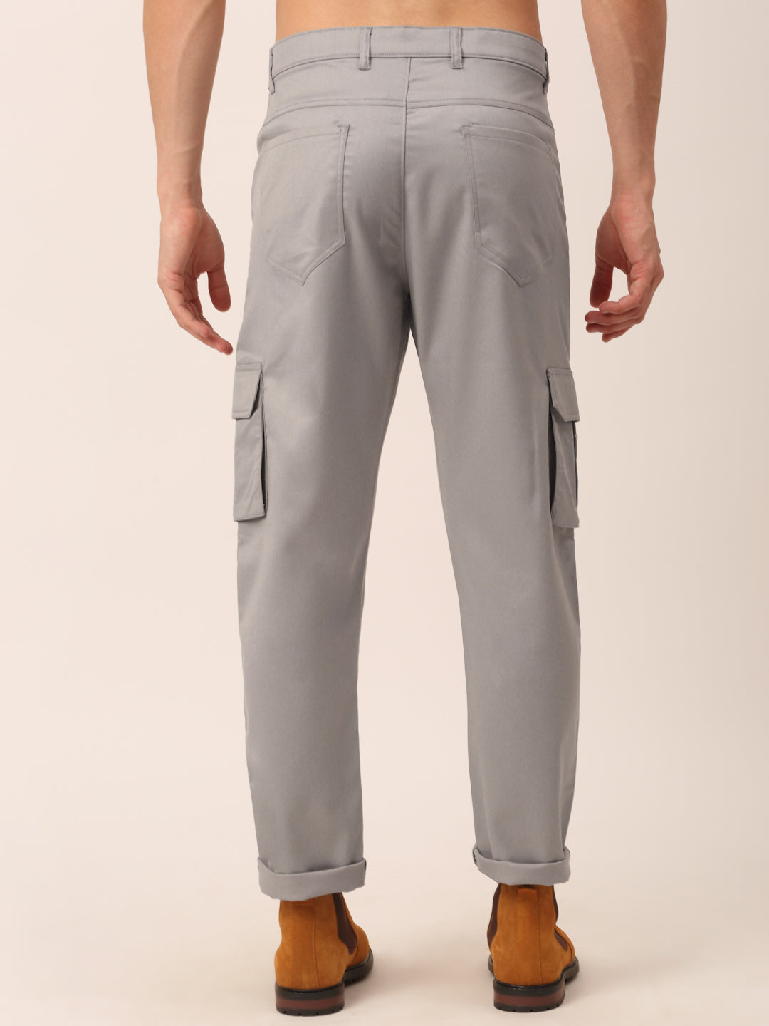 Jainish Men's Casual Cotton Solid Cargo Pants ( KGP 154 Light-Grey ) - Distacart