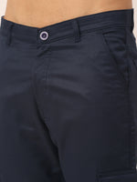 Thumbnail for Jainish Men's Casual Cotton Solid Cargo Pants ( KGP 154 Navy-Blue ) - Distacart