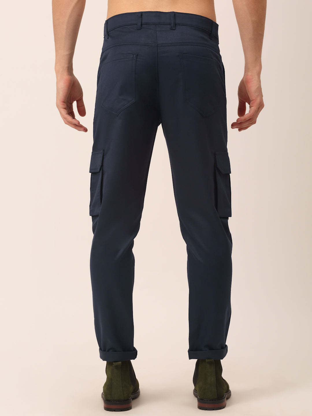 Jainish Men's Casual Cotton Solid Cargo Pants ( KGP 154 Navy-Blue ) - Distacart