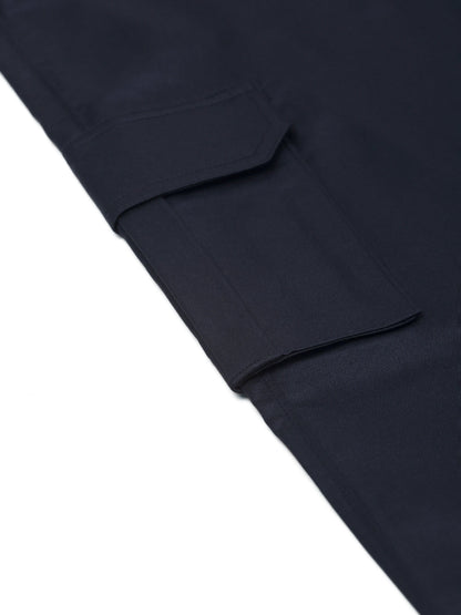 Jainish Men's Casual Cotton Solid Cargo Pants ( KGP 154 Navy-Blue ) - Distacart