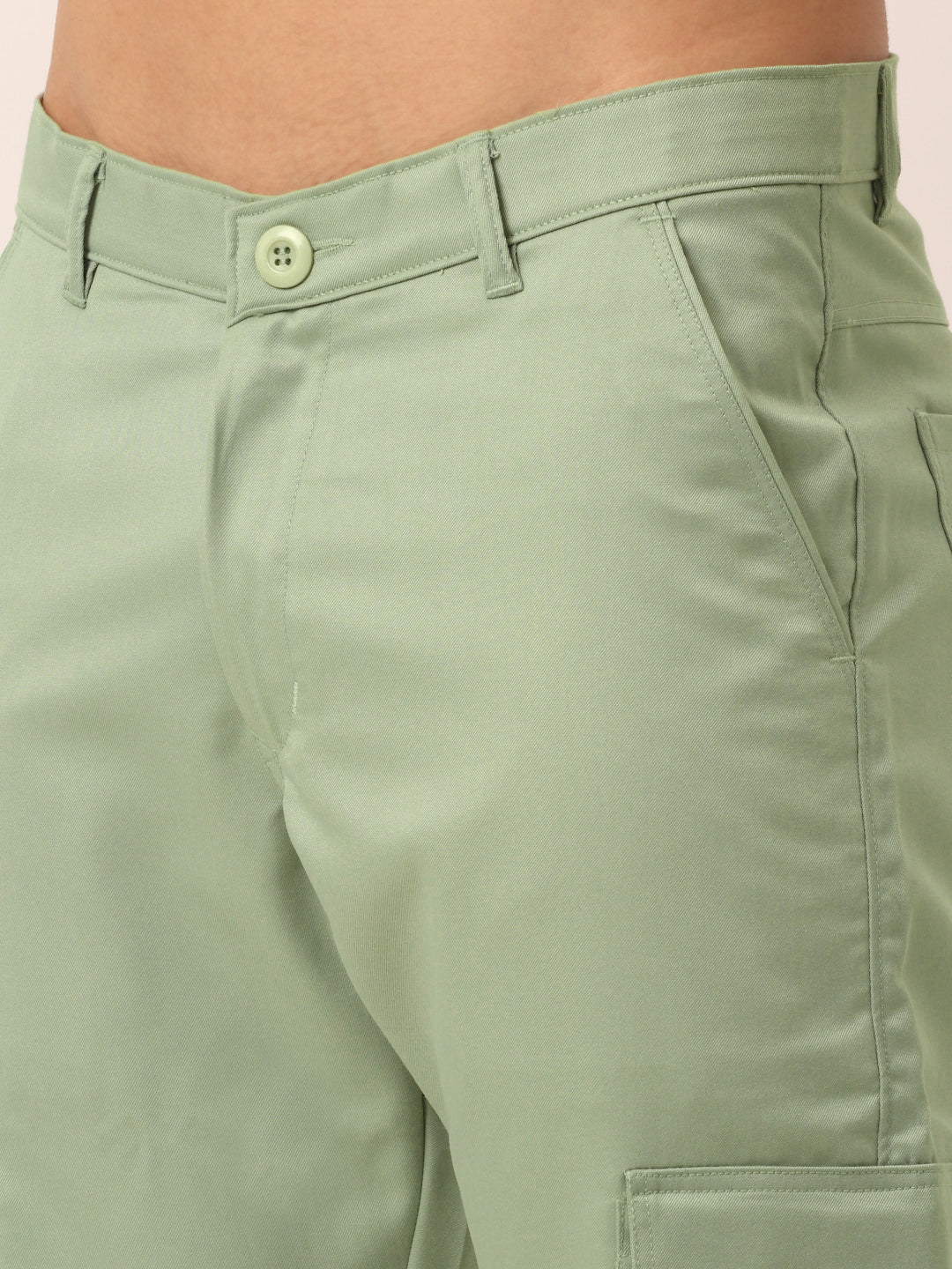 Jainish Men's Casual Cotton Solid Cargo Pants ( KGP 154 Pista-Green ) - Distacart