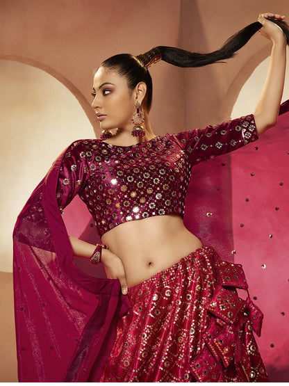 Myra Magenta Velvet Embroidered Designer Lehenga Choli - Distacart