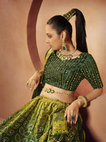 Thumbnail for Myra Green Velvet Embroidered Designer Lehenga Choli - Distacart