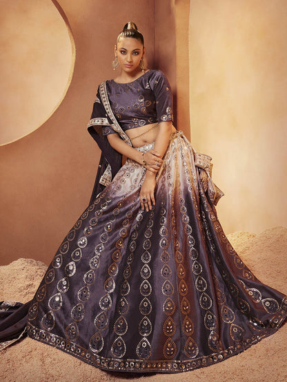 Myra Purple Velvet Embroidered Designer Lehenga Choli - Distacart