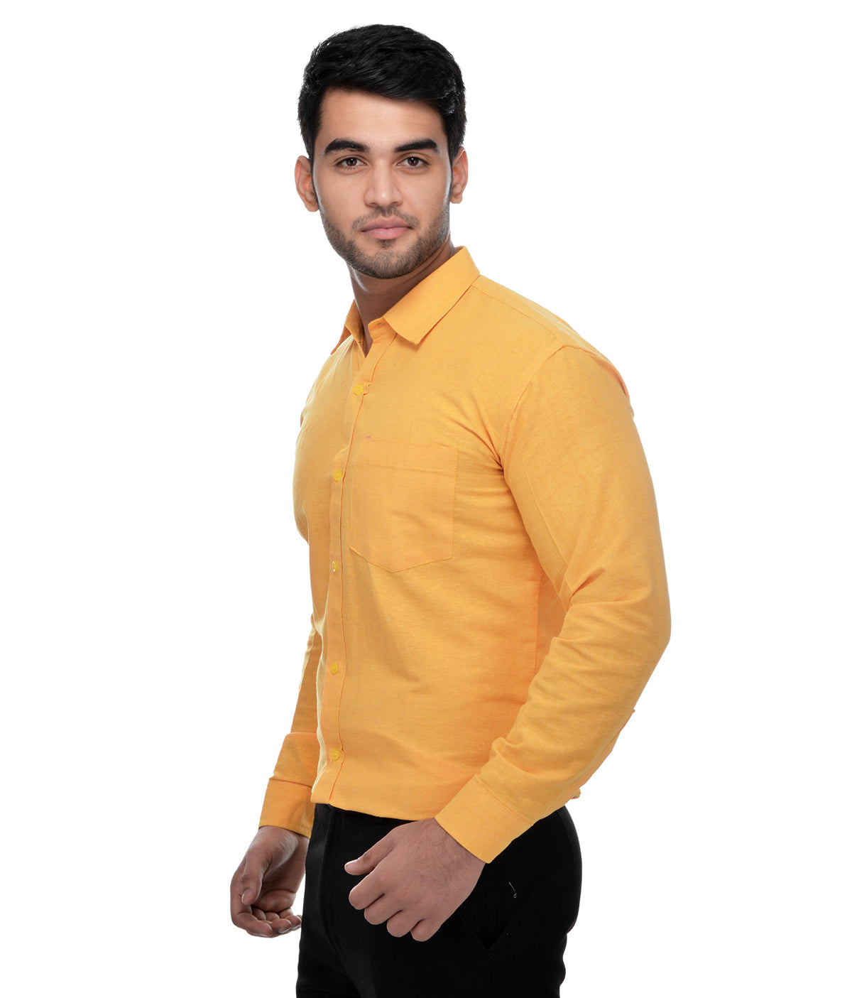 RIAG Yellow Men's Full Sleeves Solid Shirt - Distacart
