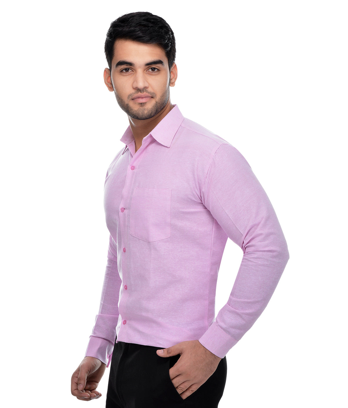 RIAG Pink Men's Full Sleeves Solid Shirt - Distacart
