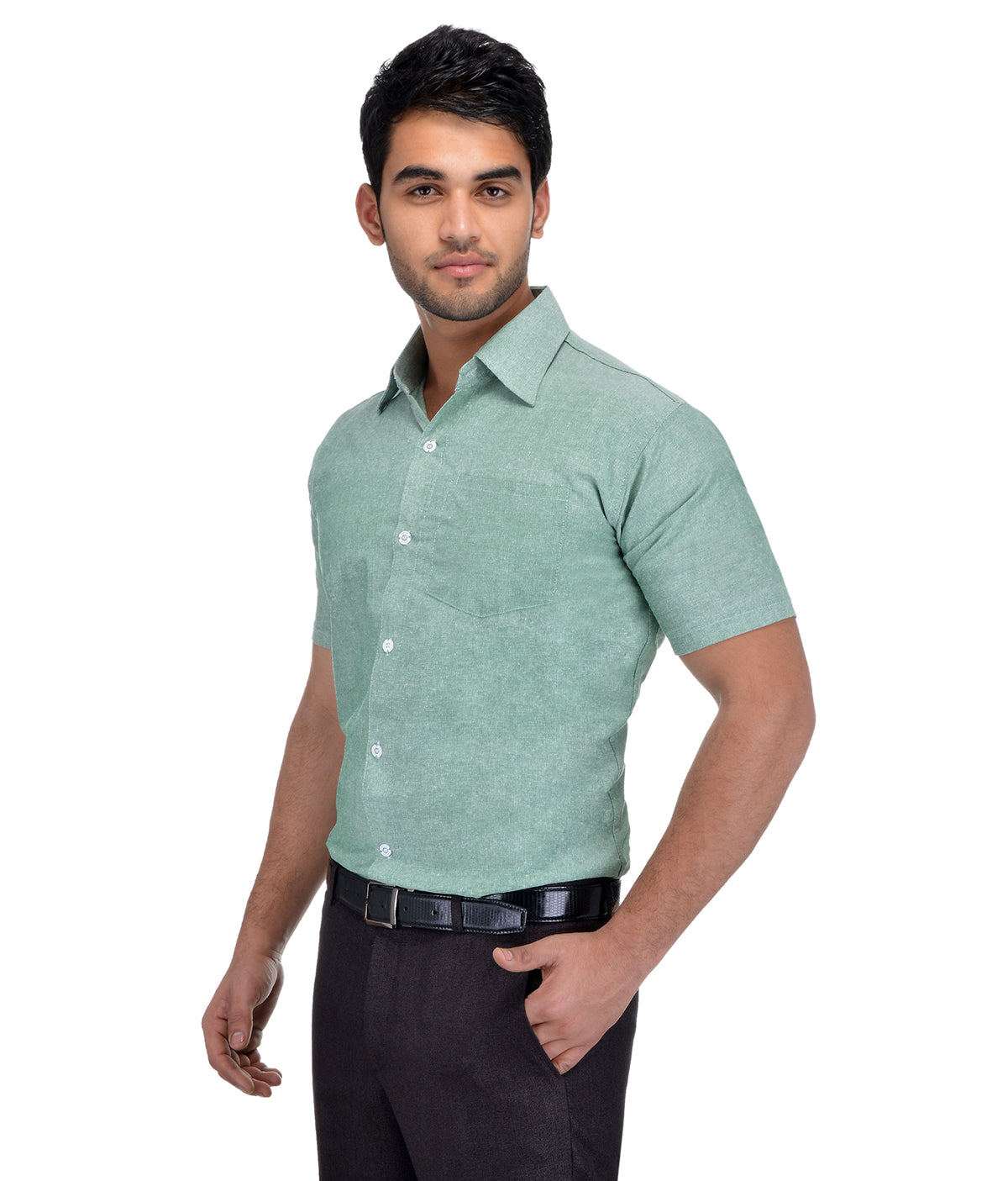 RIAG Green Men's Half Sleeves Solid Shirt - Distacart