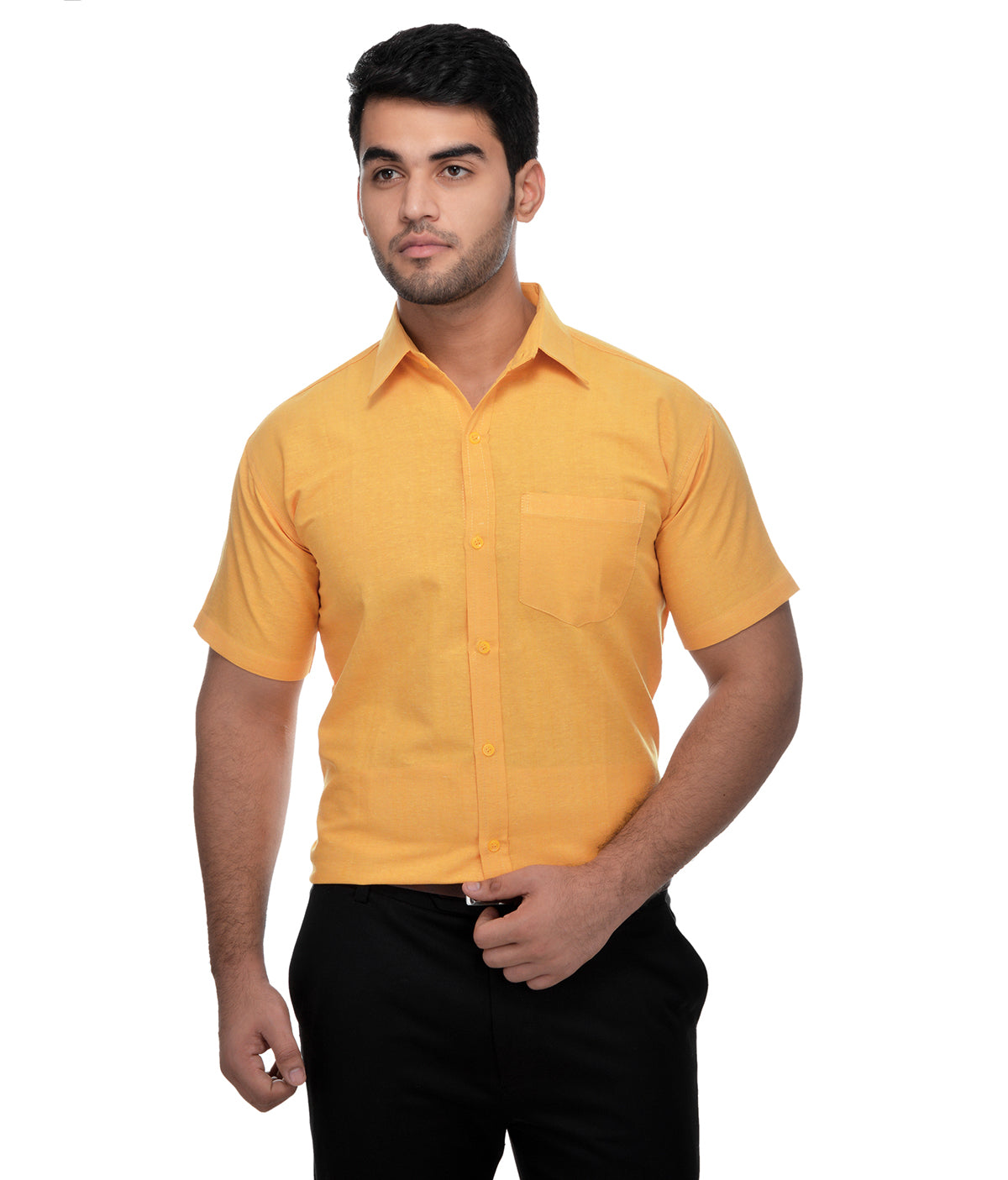 RIAG Yellow Men's Half Sleeves Solid Shirt - Distacart