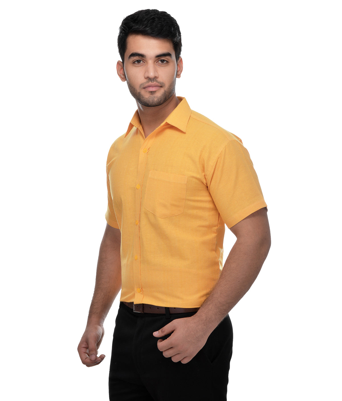 RIAG Yellow Men's Half Sleeves Solid Shirt - Distacart