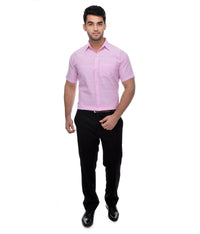 Thumbnail for RIAG Pink Men's Half Sleeves Solid Shirt - Distacart