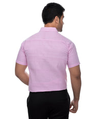 Thumbnail for RIAG Pink Men's Half Sleeves Solid Shirt - Distacart