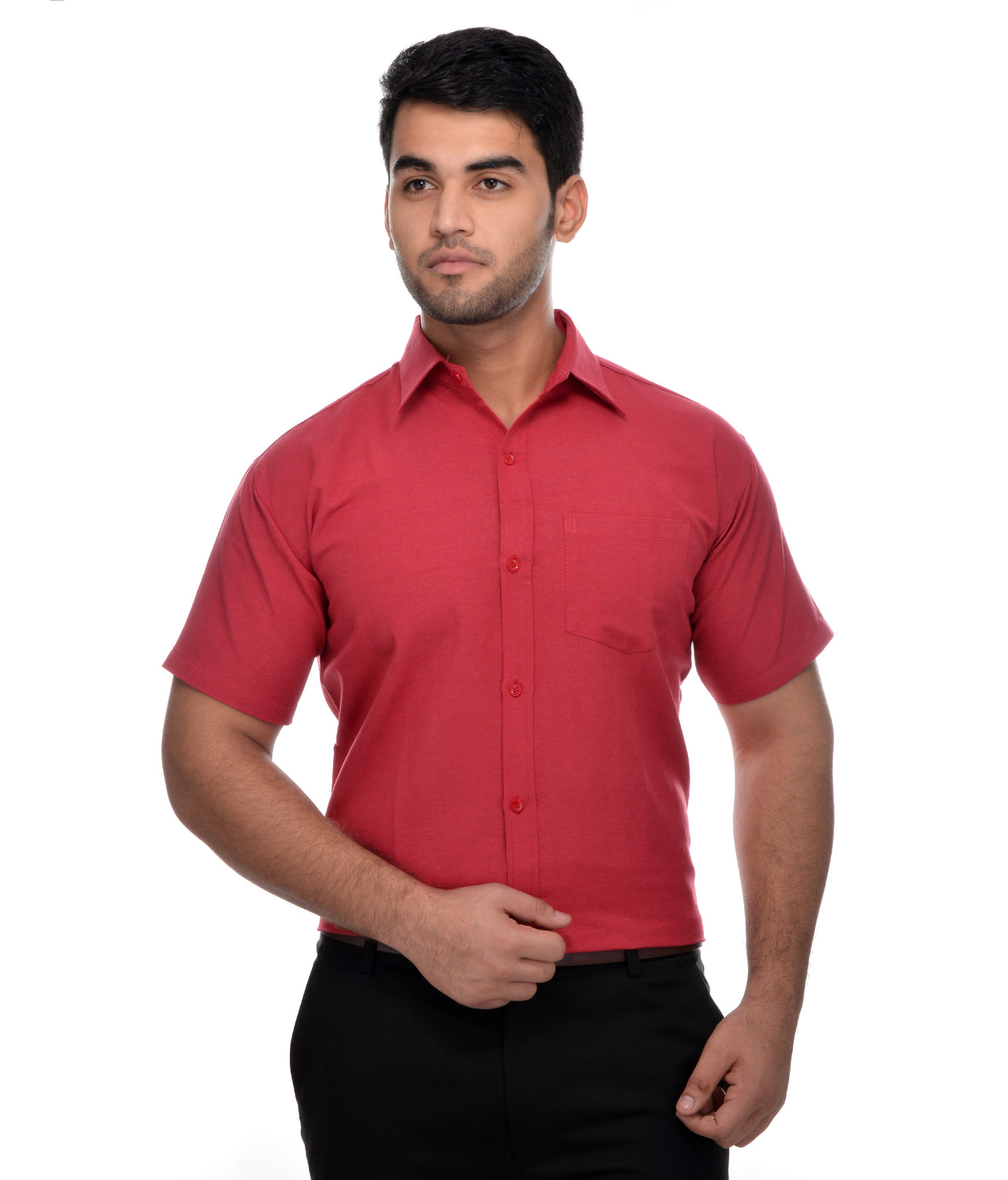 RIAG Red Men's Half Sleeves Solid Shirt - Distacart