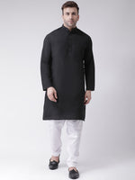 Thumbnail for RIAG Men's Black Cotton Long Ethnic Kurta - Distacart
