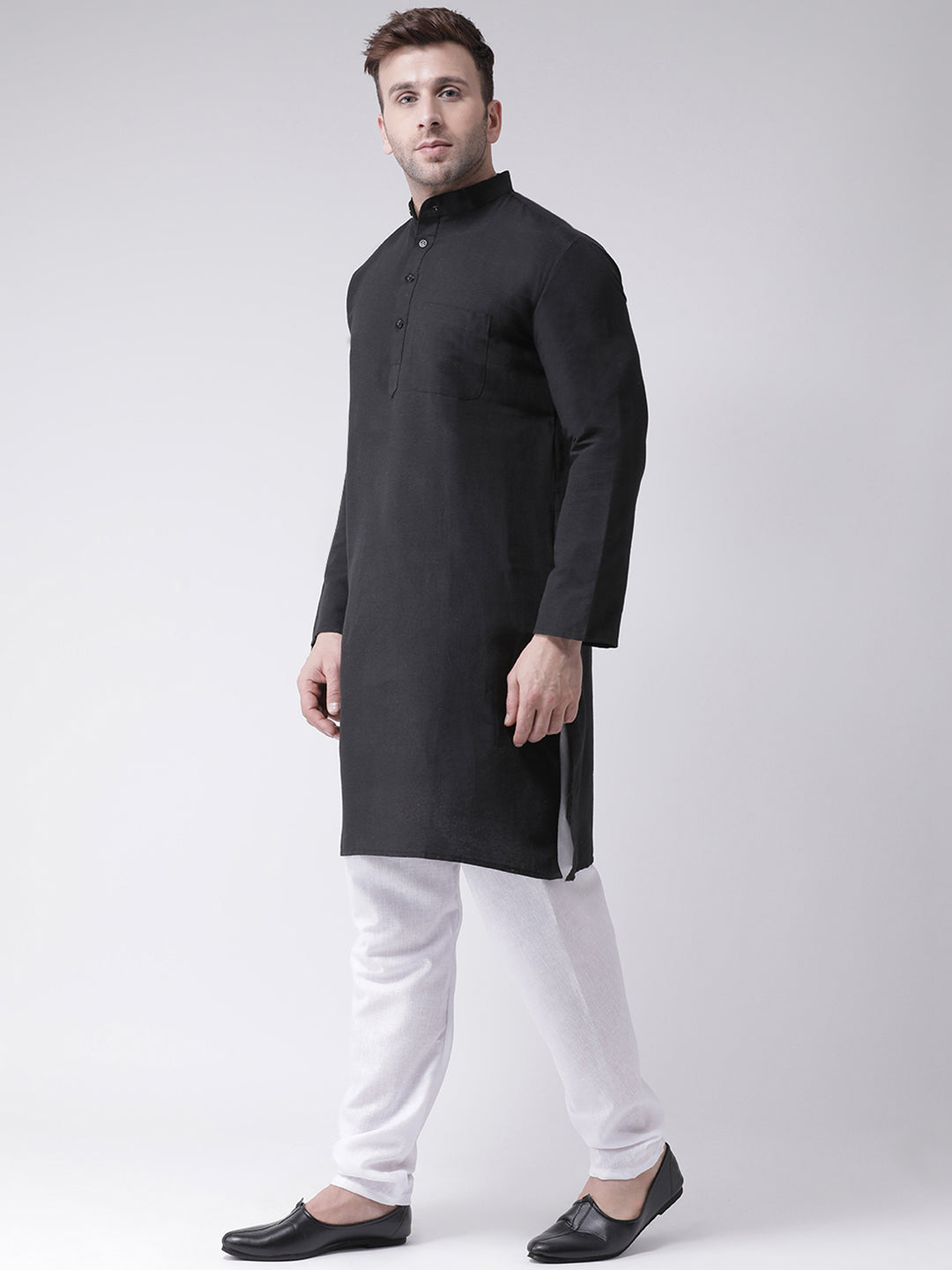 RIAG Black Men's Ethnic Long Kurta And Pyjama Set - Distacart
