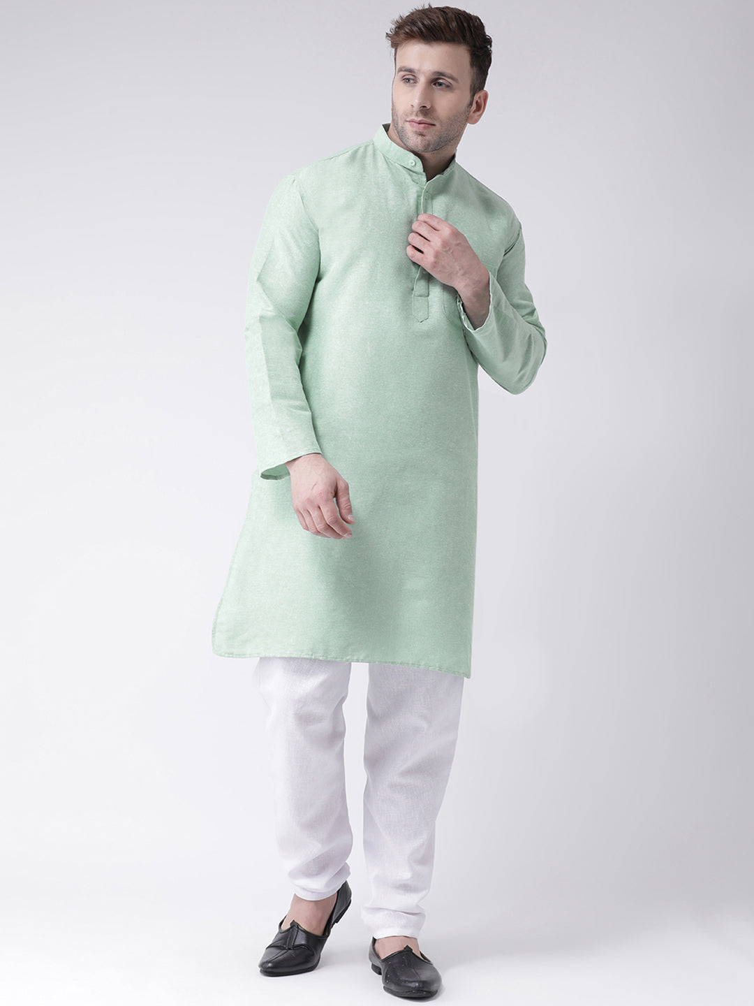 RIAG Men's Green Cotton Long Ethnic Kurta - Distacart