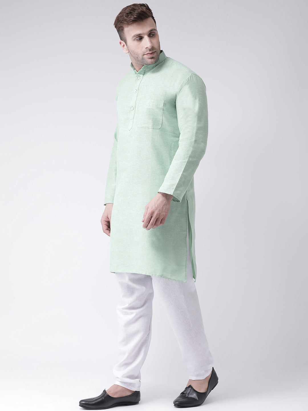 RIAG Men's Green Cotton Long Ethnic Kurta - Distacart
