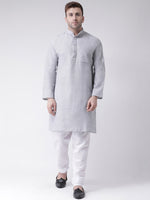 Thumbnail for RIAG Men's Grey Cotton Long Ethnic Kurta - Distacart