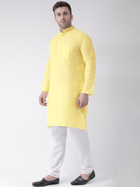 Thumbnail for RIAG Yellow Men's Ethnic Long Kurta And Pyjama Set - Distacart
