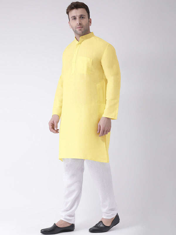 RIAG Yellow Men's Ethnic Long Kurta And Pyjama Set - Distacart