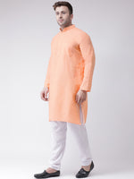 Thumbnail for RIAG Men's Orange Cotton Long Ethnic Kurta - Distacart
