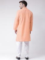 Thumbnail for RIAG Men's Orange Cotton Long Ethnic Kurta - Distacart