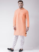 Thumbnail for RIAG Men's Orange Cotton Long Ethnic Kurta - Distacart