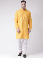 Thumbnail for RIAG Yellow Men's Ethnic Long Kurta And Pyjama Set - Distacart