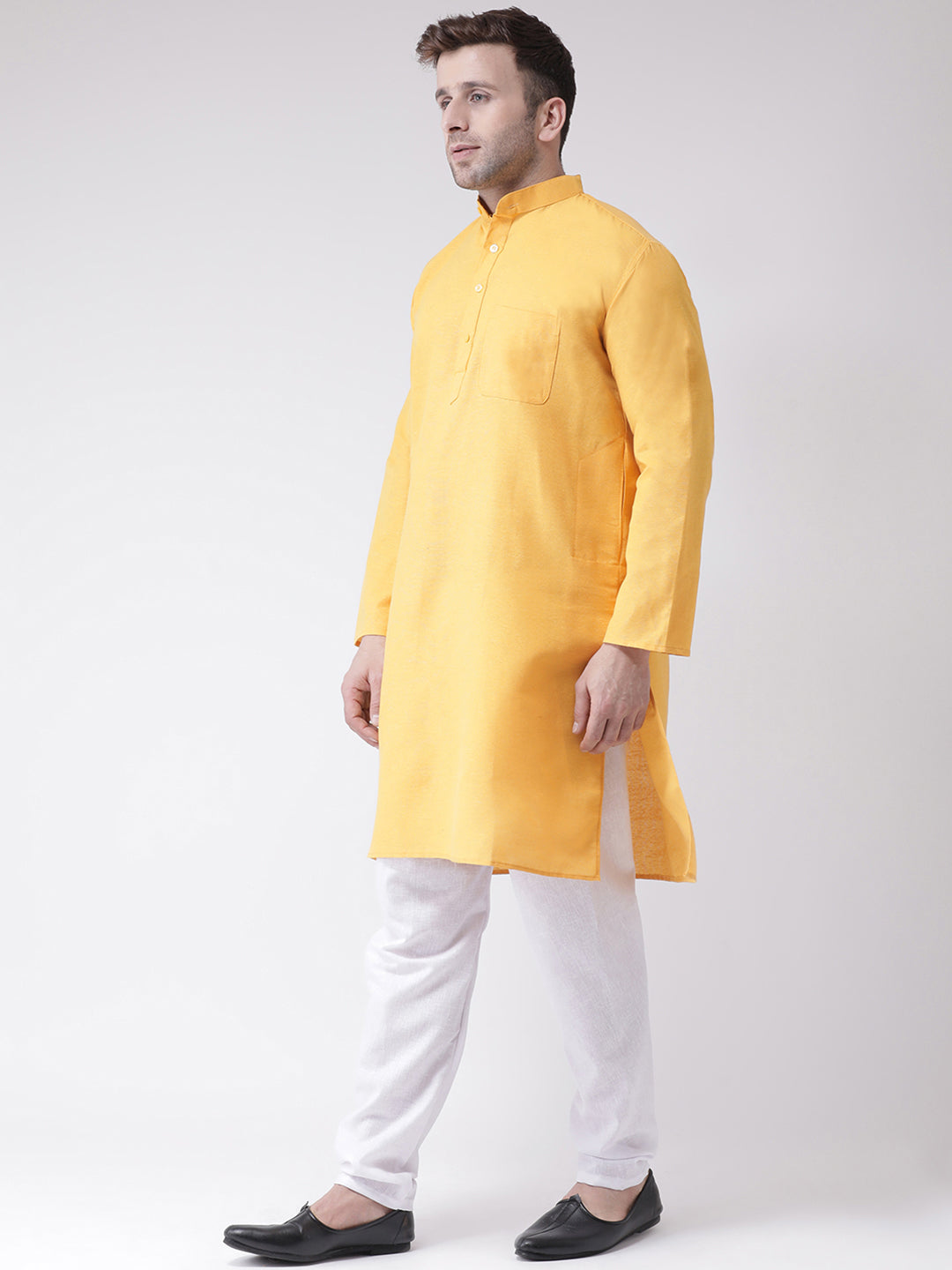 RIAG Yellow Men's Ethnic Long Kurta And Pyjama Set - Distacart