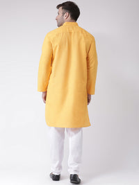 Thumbnail for RIAG Yellow Men's Ethnic Long Kurta And Pyjama Set - Distacart