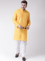 Thumbnail for RIAG Yellow Men's Ethnic Long Kurta And Pyjama Set - Distacart