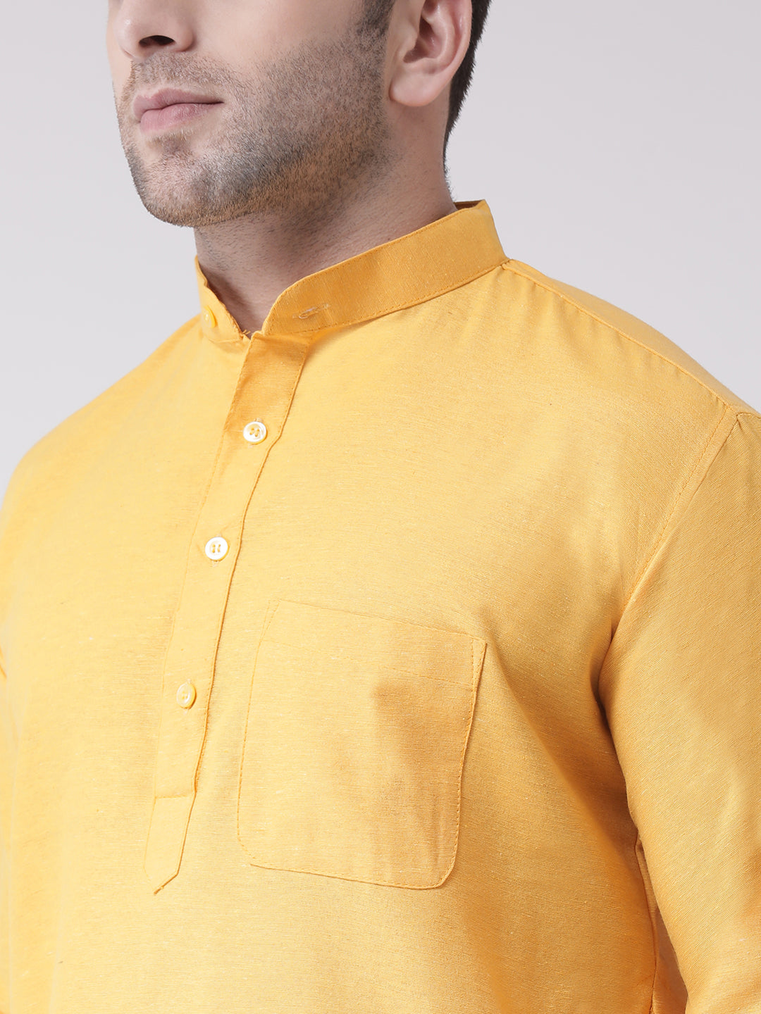 RIAG Yellow Men's Ethnic Long Kurta And Pyjama Set - Distacart