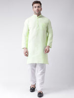 Thumbnail for RIAG Men's Green Cotton Long Ethnic Kurta - Distacart
