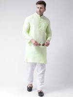 Thumbnail for RIAG Men's Green Cotton Long Ethnic Kurta - Distacart