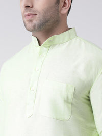 Thumbnail for RIAG Green Men's Ethnic Long Kurta And Pyjama Set - Distacart