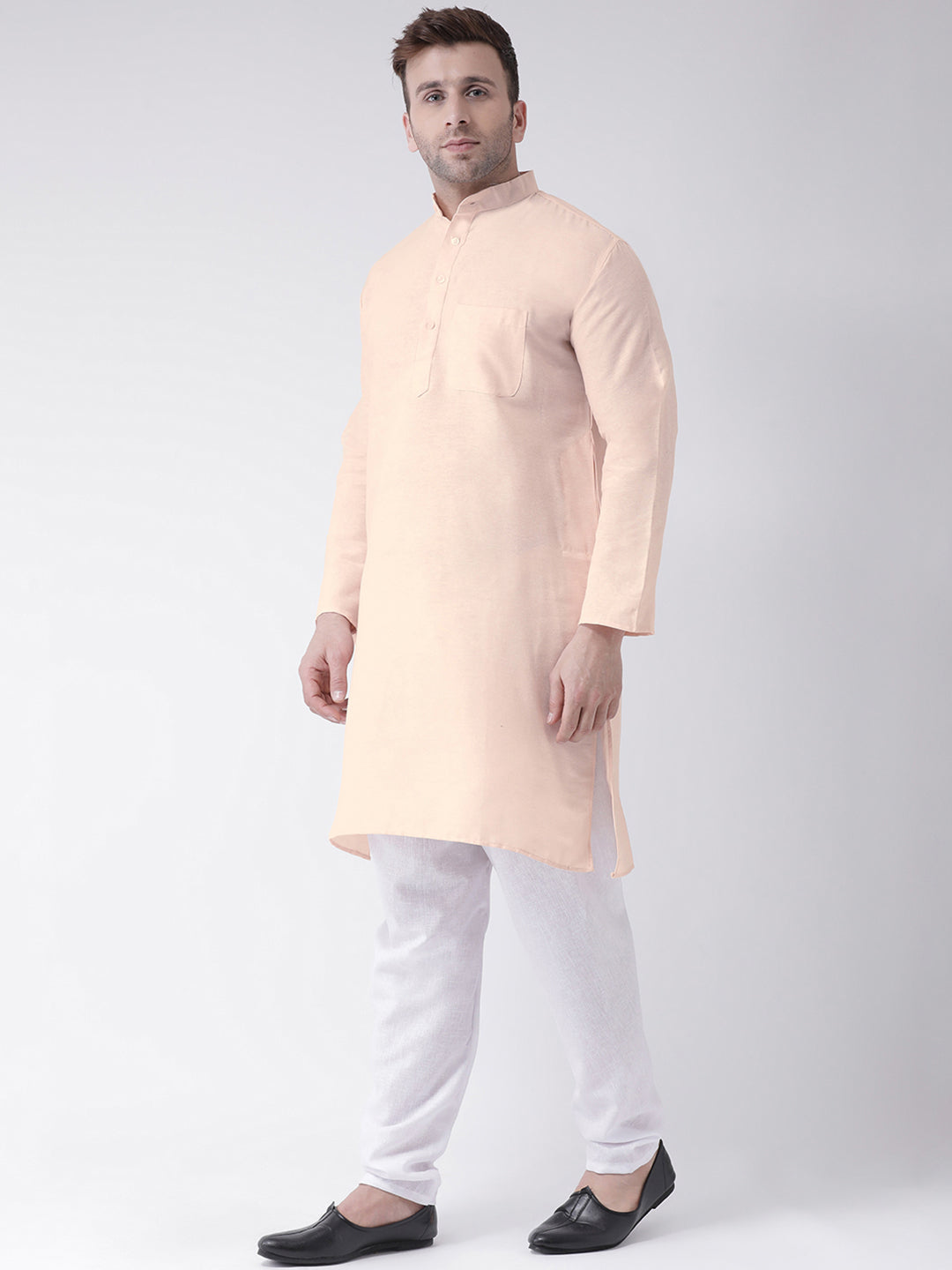RIAG Beige Men's Ethnic Long Kurta And Pyjama Set - Distacart
