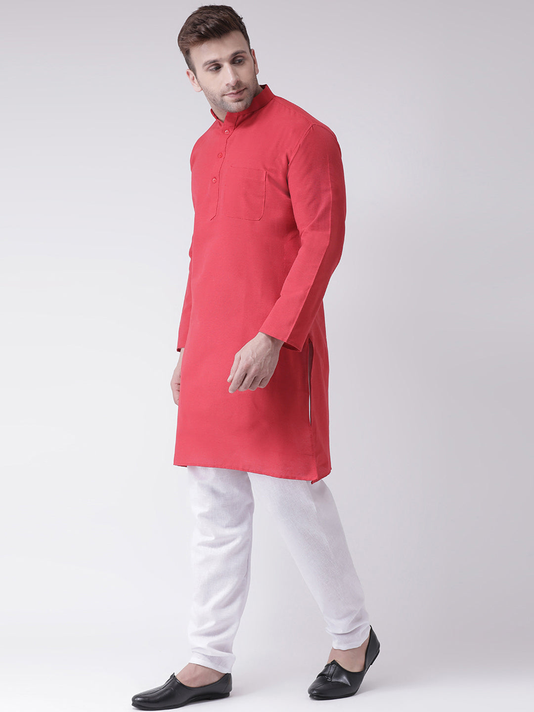 RIAG Men's Red Cotton Long Ethnic Kurta - Distacart