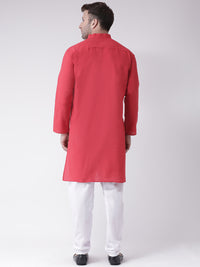 Thumbnail for RIAG Red Men's Ethnic Long Kurta And Pyjama Set - Distacart