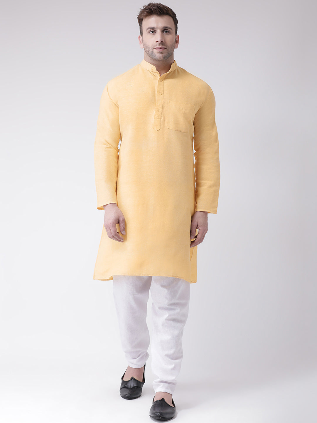 RIAG Men's Beige Cotton Long Ethnic Kurta - Distacart